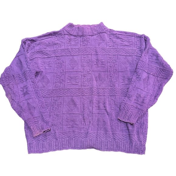 VINTAGE embroidered PURPLE texture pullover SWEATER SIZE LARGE WOMANS |‎ Y1 - Picture 2 of 5